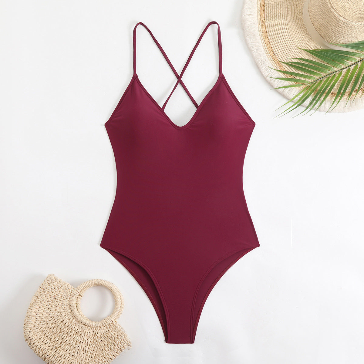Maillot de bain femme Berg-Feldt, décolleté plongeant, bretelles croisées