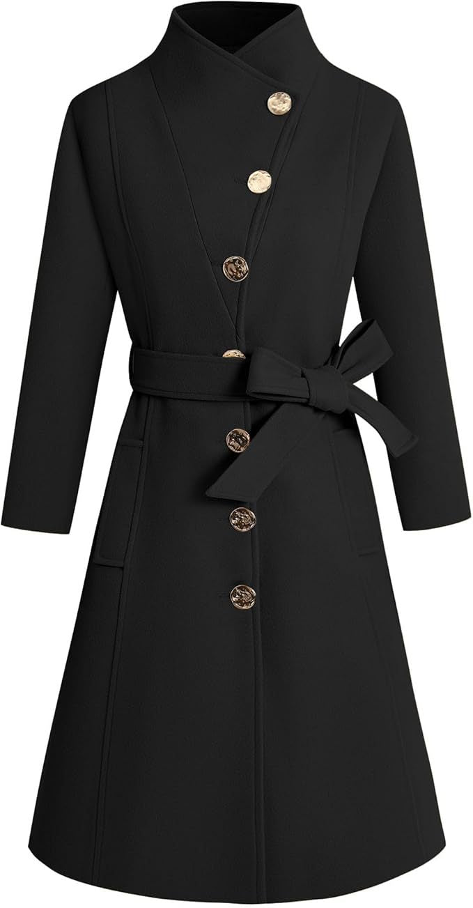 Manteau enveloppant élégant pour femme avec col fantaisie et ceinture Berg-Feldt