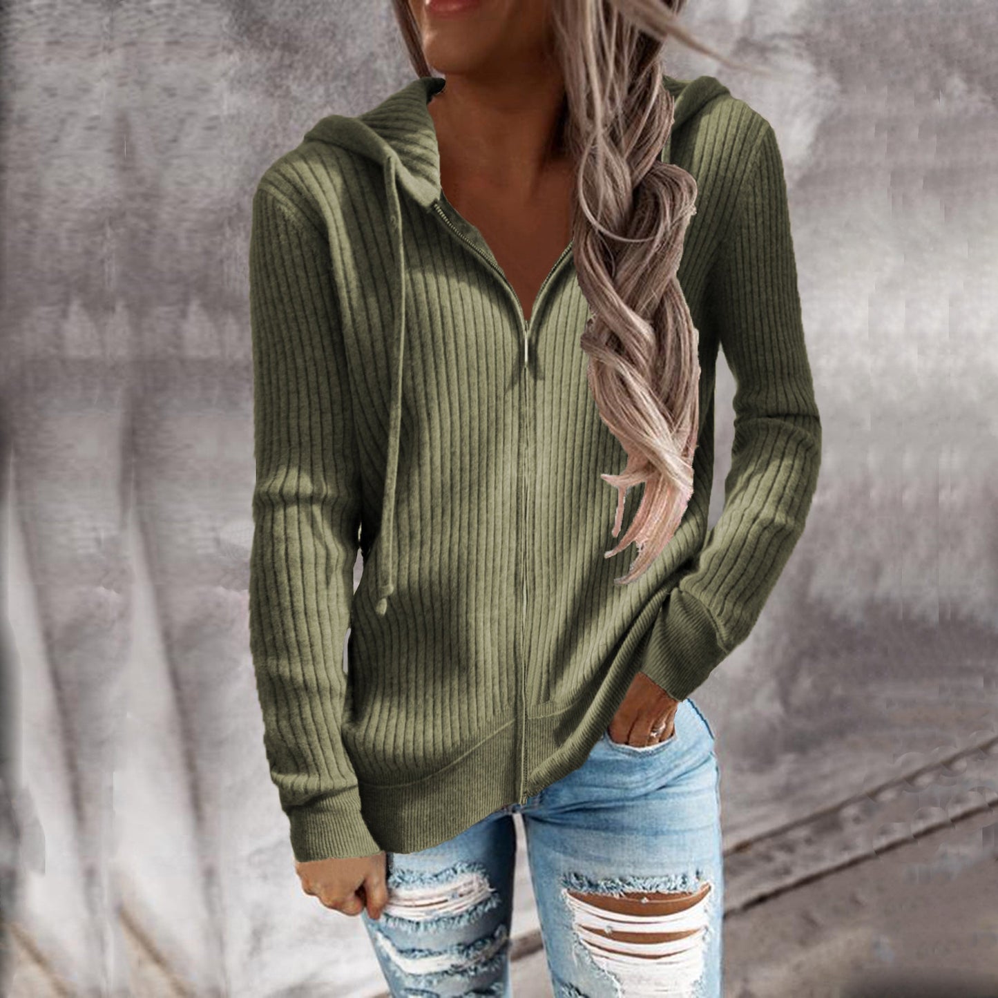Veste à capuche pour femme en tissu texturé avec poches pratiques Berg-Feldt