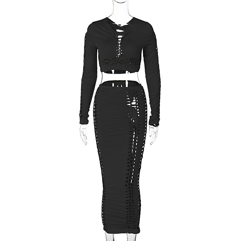 Ensemble élégant pour femme : crop top ajusté et jupe à nœud de berg-feldt