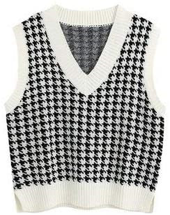 Gilet tricoté sans manches pour femme avec motif pied-de-poule moderne Berg-Feldt