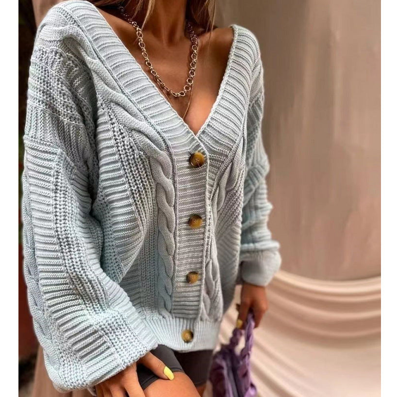 Cardigan en grosse maille pour femme avec manches volumineuses et patte de boutonnage décorative Berg-Feldt