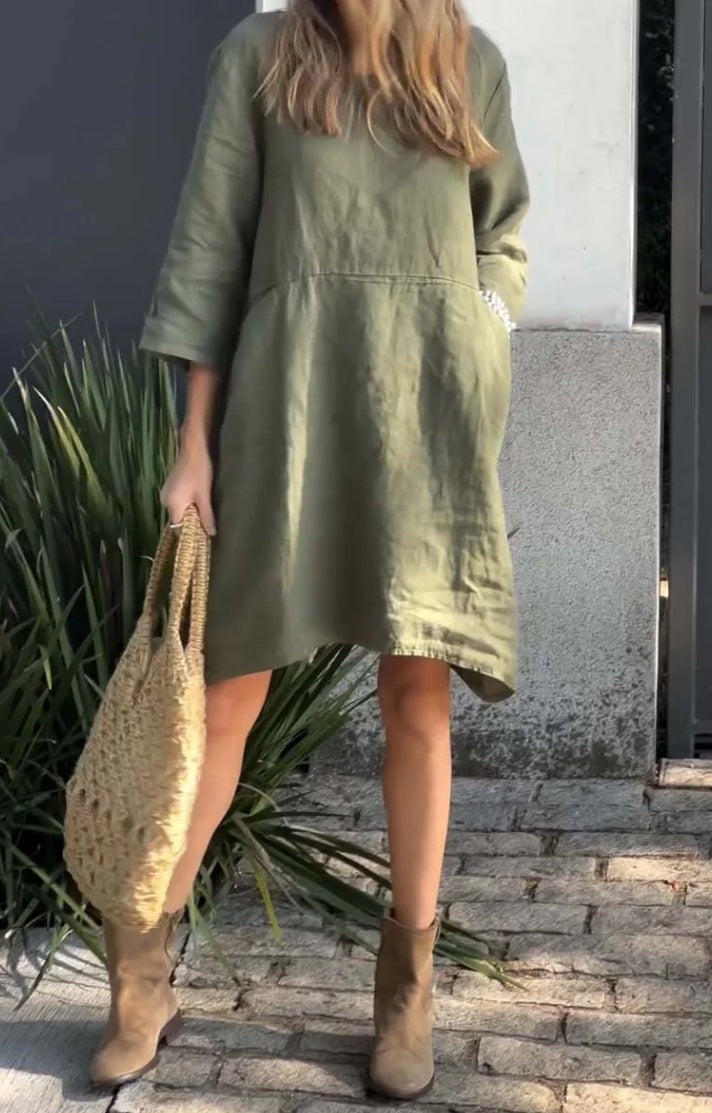 Robe décontractée en lin pour femme avec poches pratiques et ourlet asymétrique Berg-Feldt