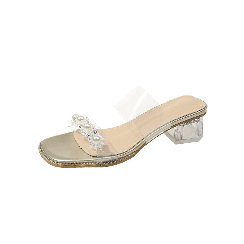 Elegante Damen-Mules mit offenen Zehen und Perlendetails von berg-feldt