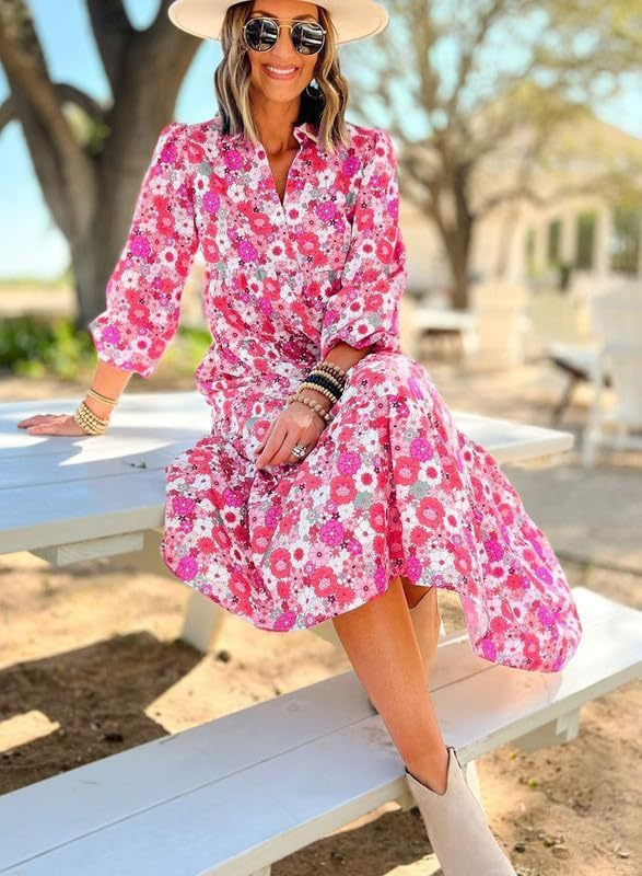 Robe longue berg-feldt pour femme avec motif floral et fente haute sur la jambe