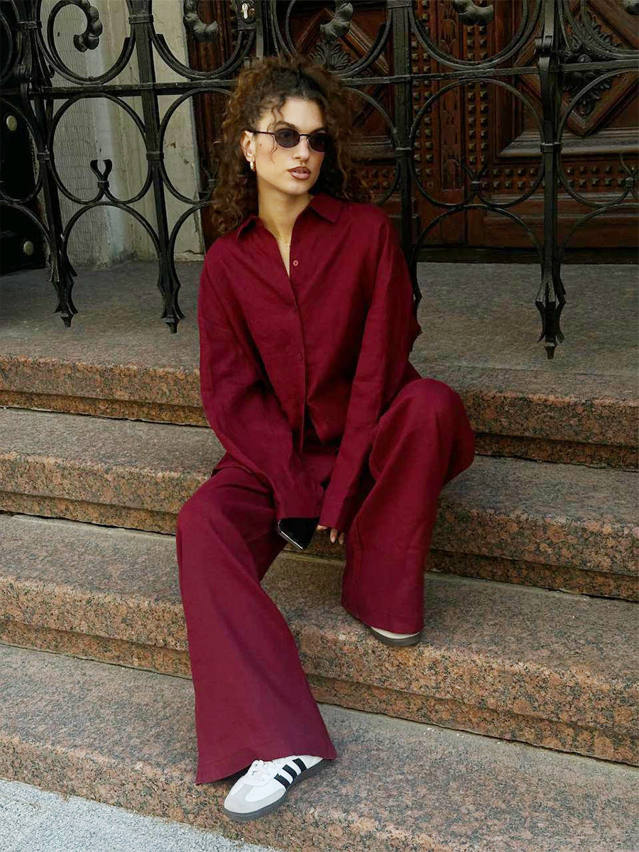 Ensemble décontracté en lin pour femme avec haut ample et pantalon Berg-Feldt