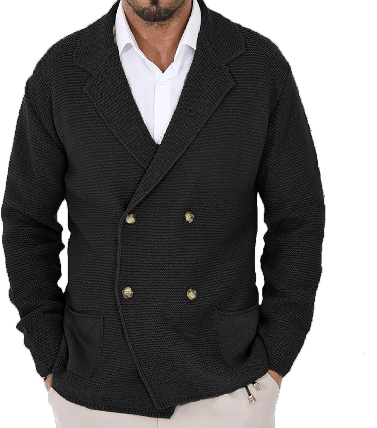 Herren Strickjacke mit modischem Schalkragen und dekorativen Knöpfen Berg-Feldt