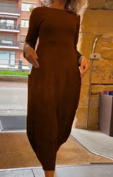 Robe midi asymétrique Berg-Feldt pour femme avec ourlet et poches