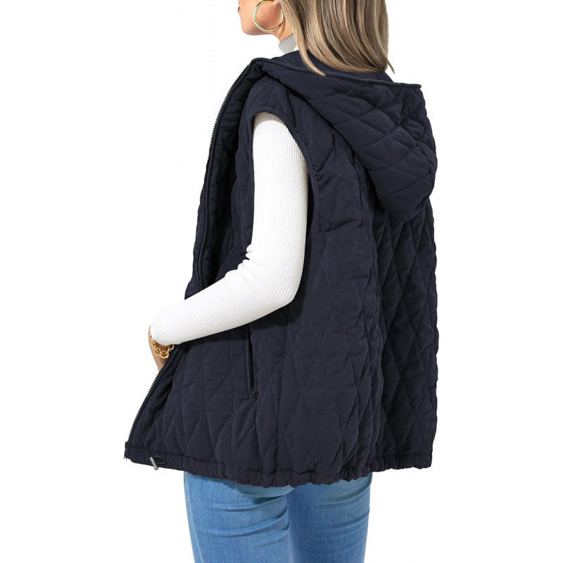Women's quilted vest with hood and side zip pockets Berg-Feldt