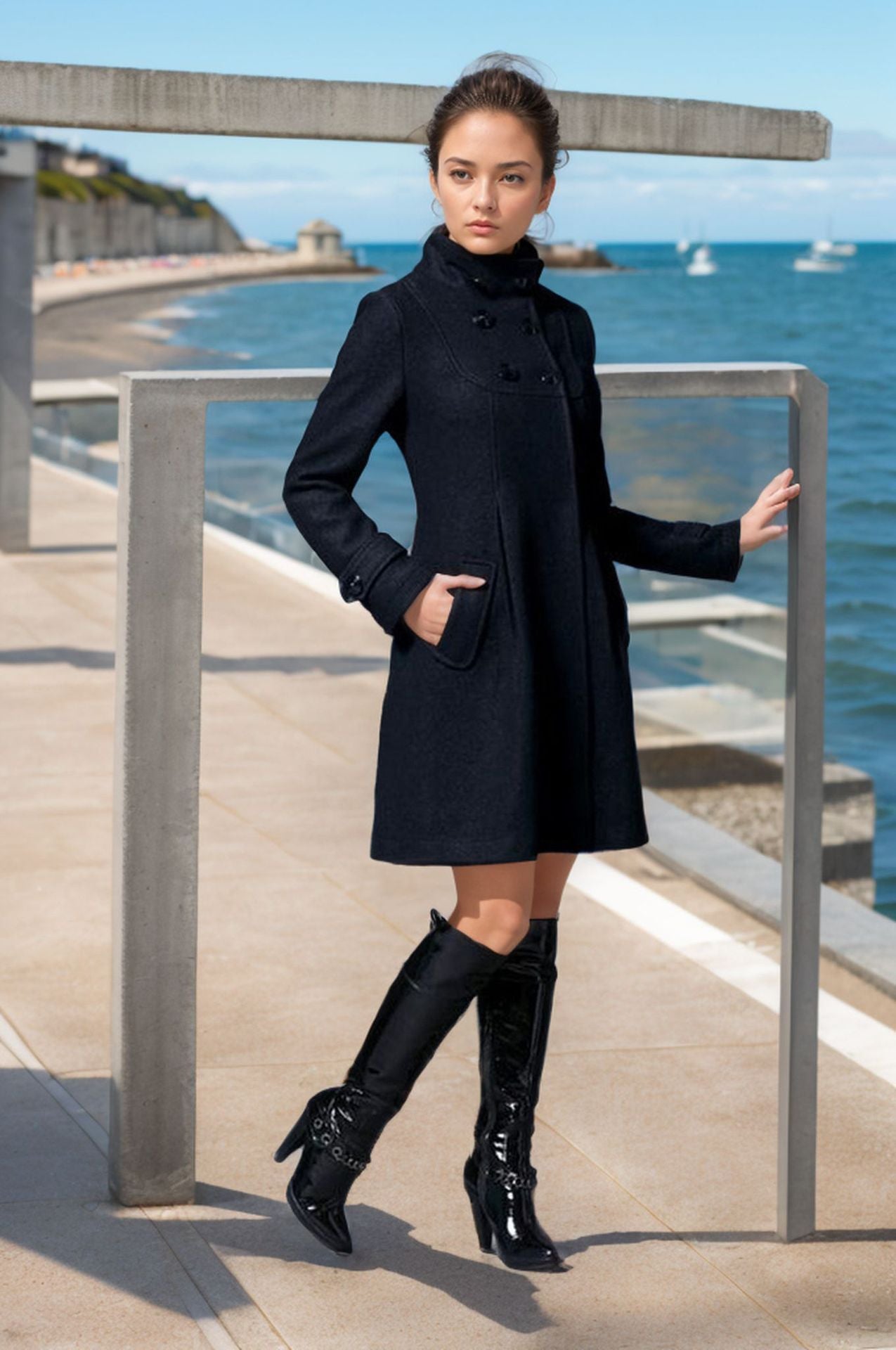 Manteau élégant pour femme avec col montant et poches fonctionnelles Berg-Feldt