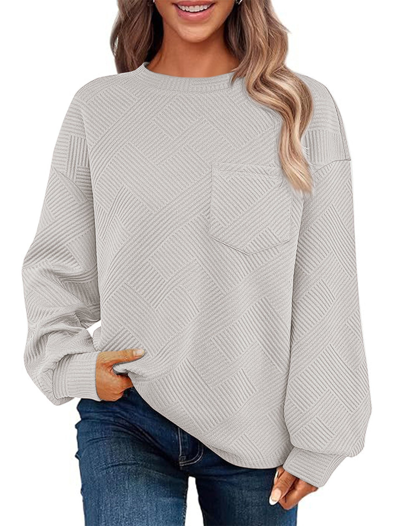 Femme Pull décontracté à motif texturé avec poches pratiques Berg-Feldt
