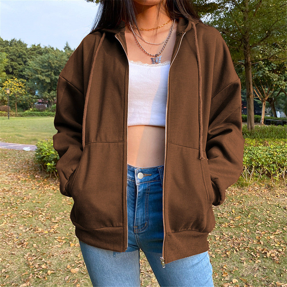 Cardigan décontracté zippé à capuche pour femme berg-feldt
