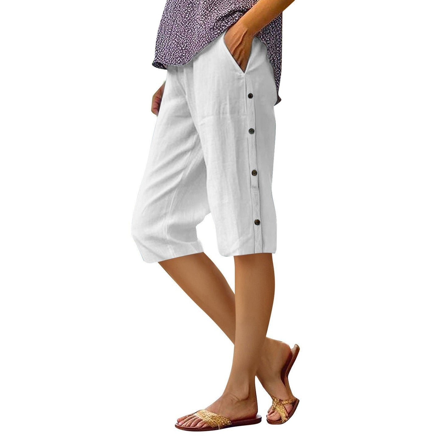 Shorts chino pour femme avec poches latérales et boutons décoratifs élégants par berg-feldt