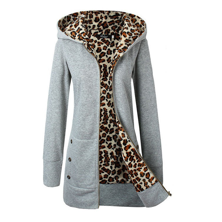 Veste à capuche pour femme doublée léopard Berg-Feldt