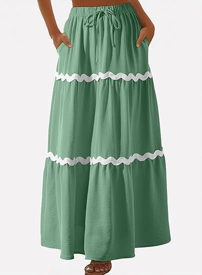 Robe mi-longue pour femme Berg-Feldt avec taille élastique et volants