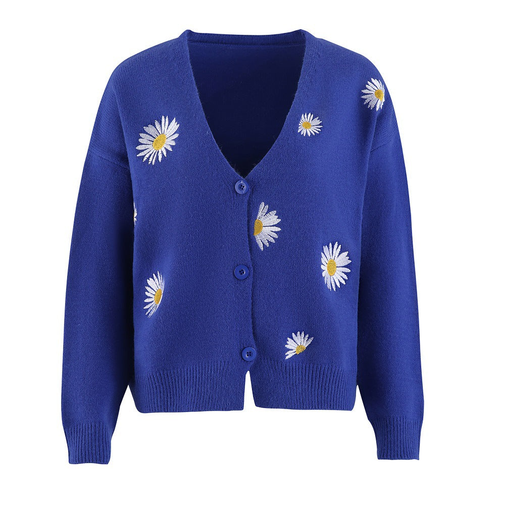 Cardigan en maille à broderie florale et col en V Berg-Feldt