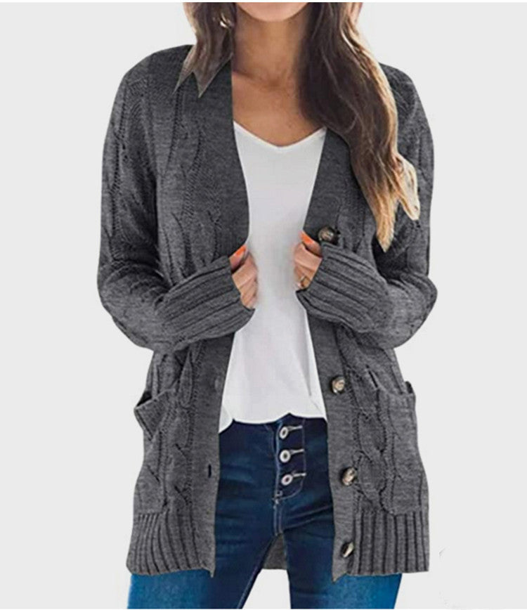 Cardigan pour femme en grosse maille, avec motif torsadé élaboré et poches pratiques Berg-Feldt