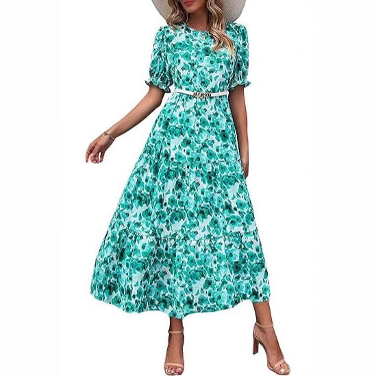 Robe mi-longue fleurie à manches larges pour femme de berg-feldt