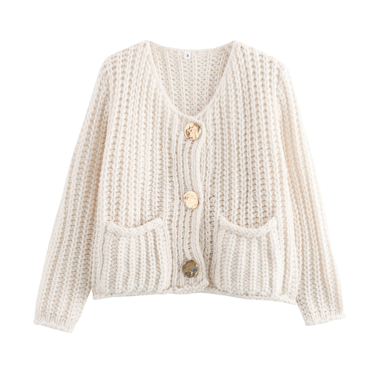 Berg-Feldt Gilet en grosse maille pour femme avec poches