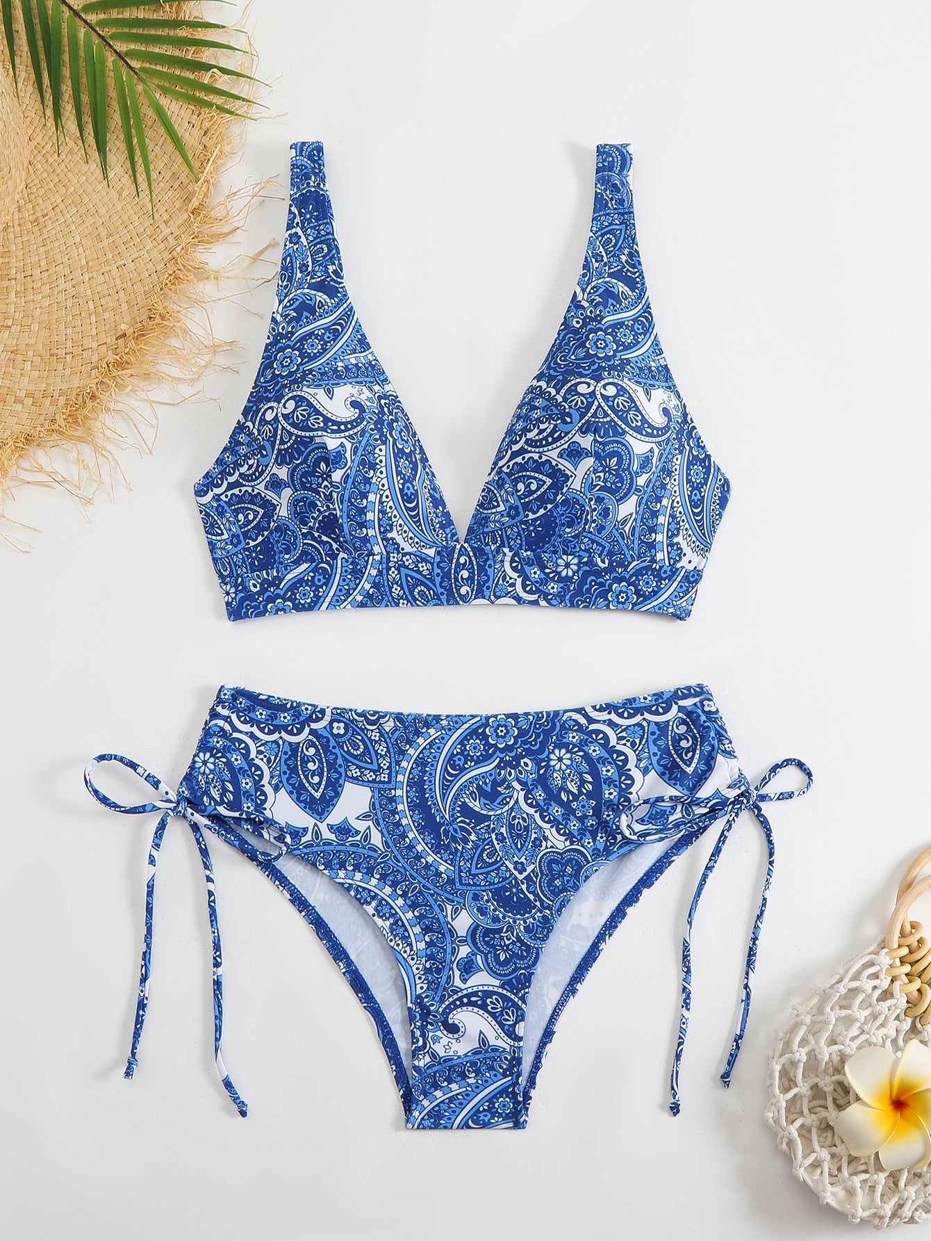 Haut et bas de maillot de bain femme Berg-Feldt coupe haute motif cachemire