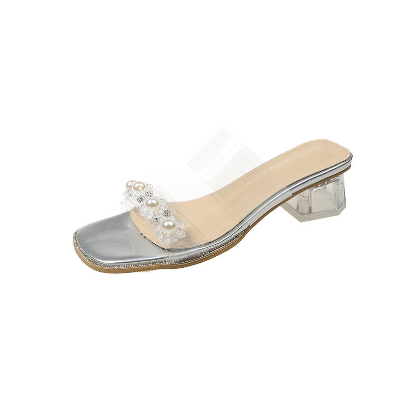 Elegante Damen-Mules mit offenen Zehen und Perlendetails von berg-feldt