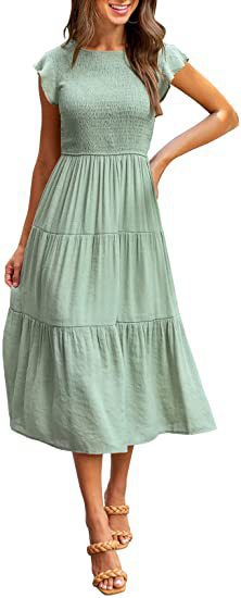 Midikleid für Damen mit elastischem Oberteil und fließendem Rock von berg-feldt