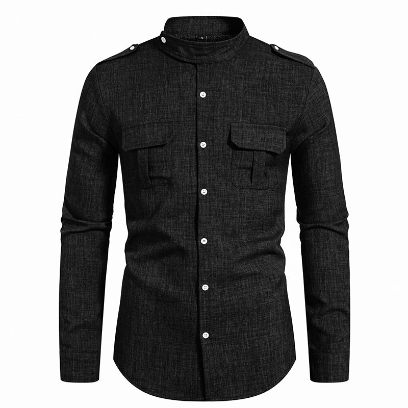 Chemise à manches longues pour homme avec deux poches poitrine pratiques et un col montant moderne Berg-Feldt