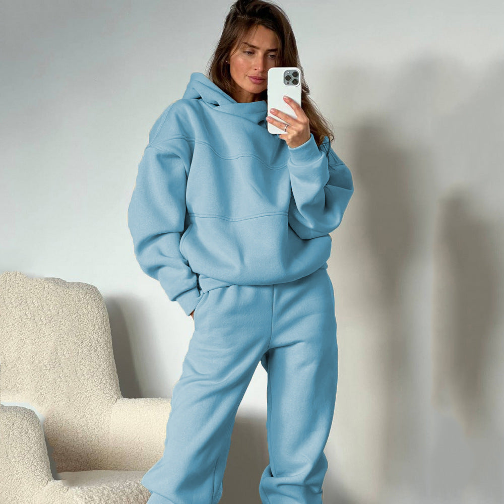 Ensemble de survêtement décontracté à capuche pour femme avec surpiqûres décoratives Berg-Feldt