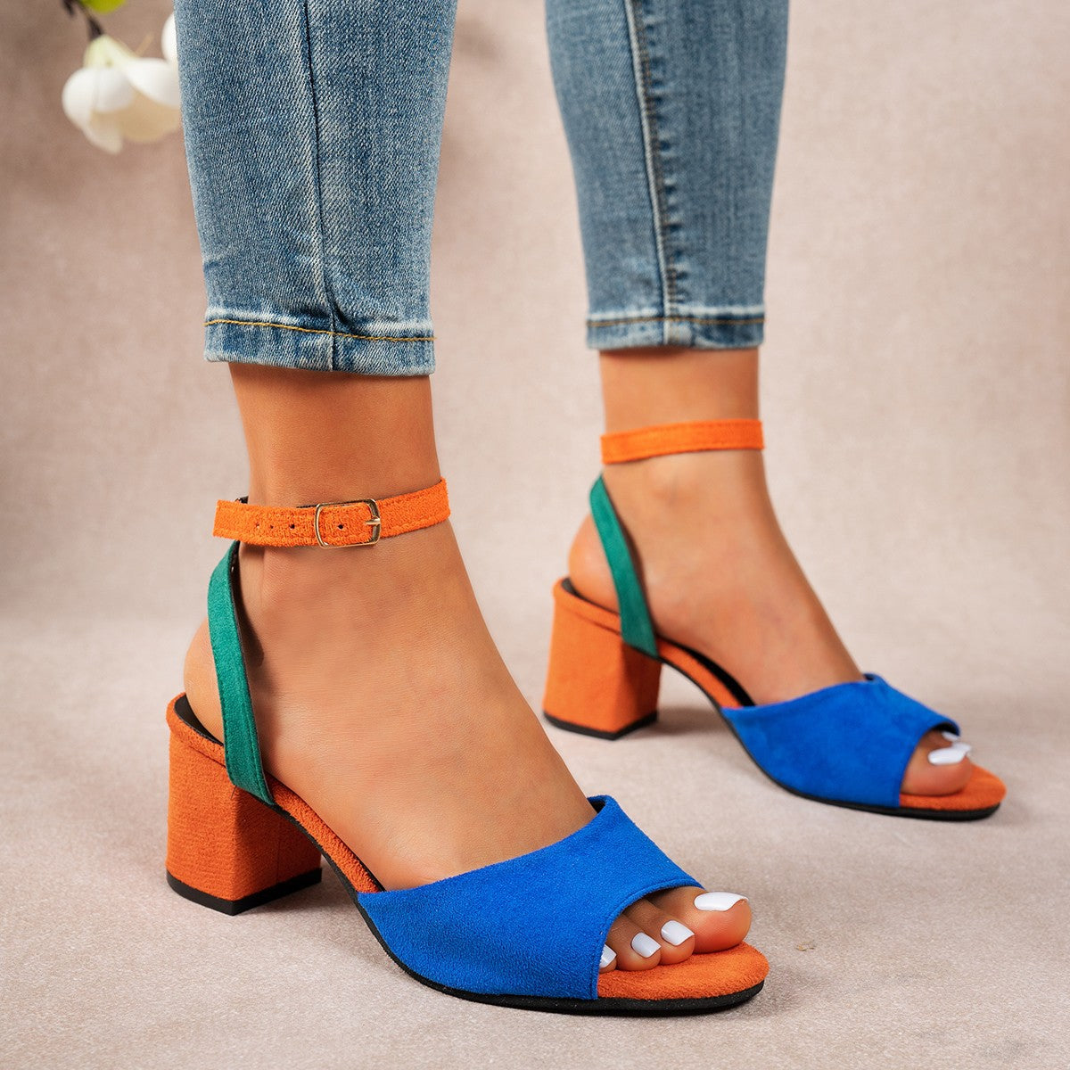Sandales berg-feldt pour femme avec talon bloc et bride réglable, colorées
