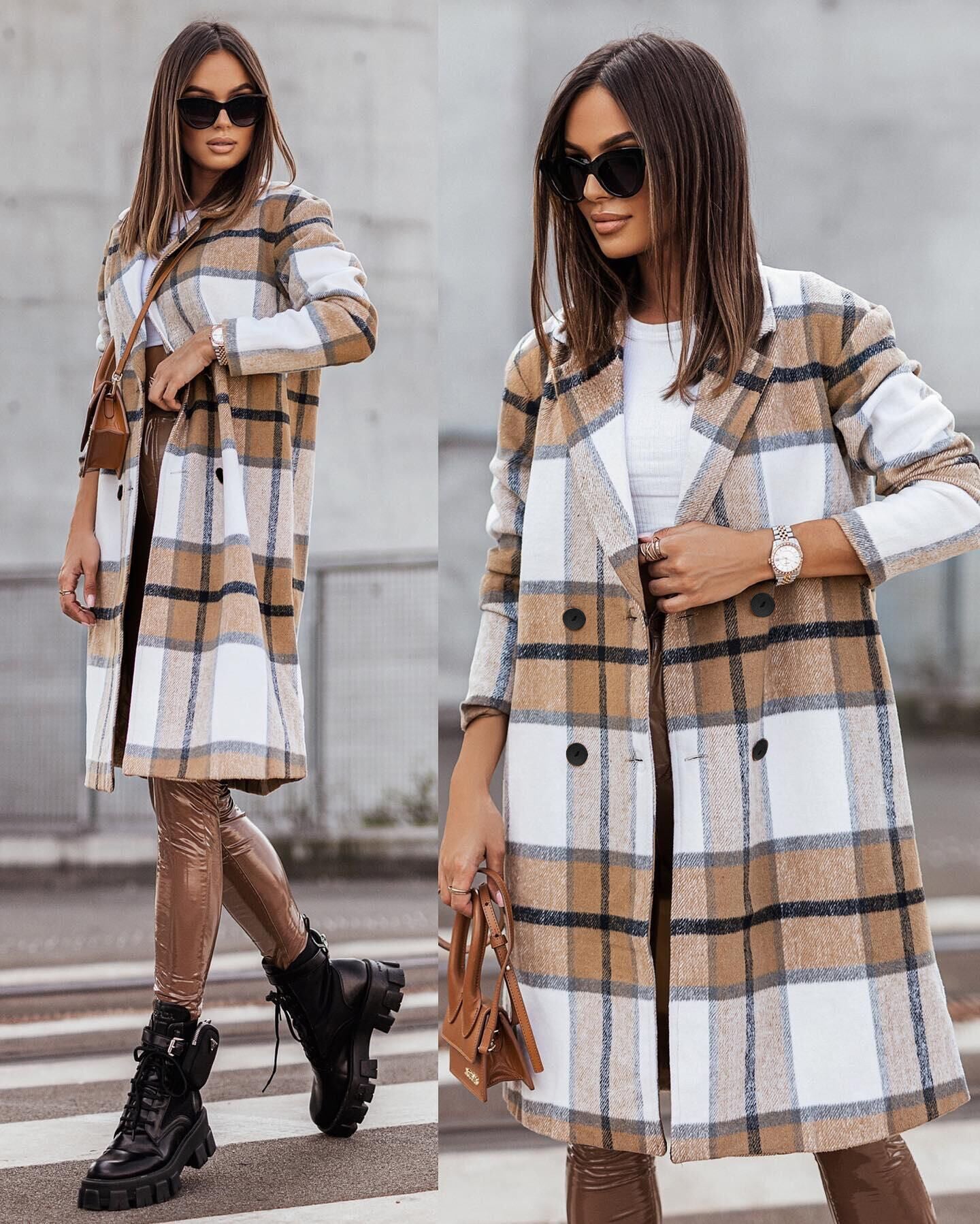 Manteau d'hiver surdimensionné à carreaux pour femme Berg-Feldt
