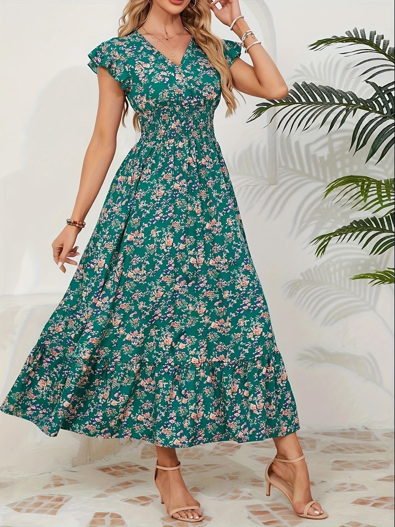 Robe longue pour femme avec jupe ample et volants romantiques – berg-feldt