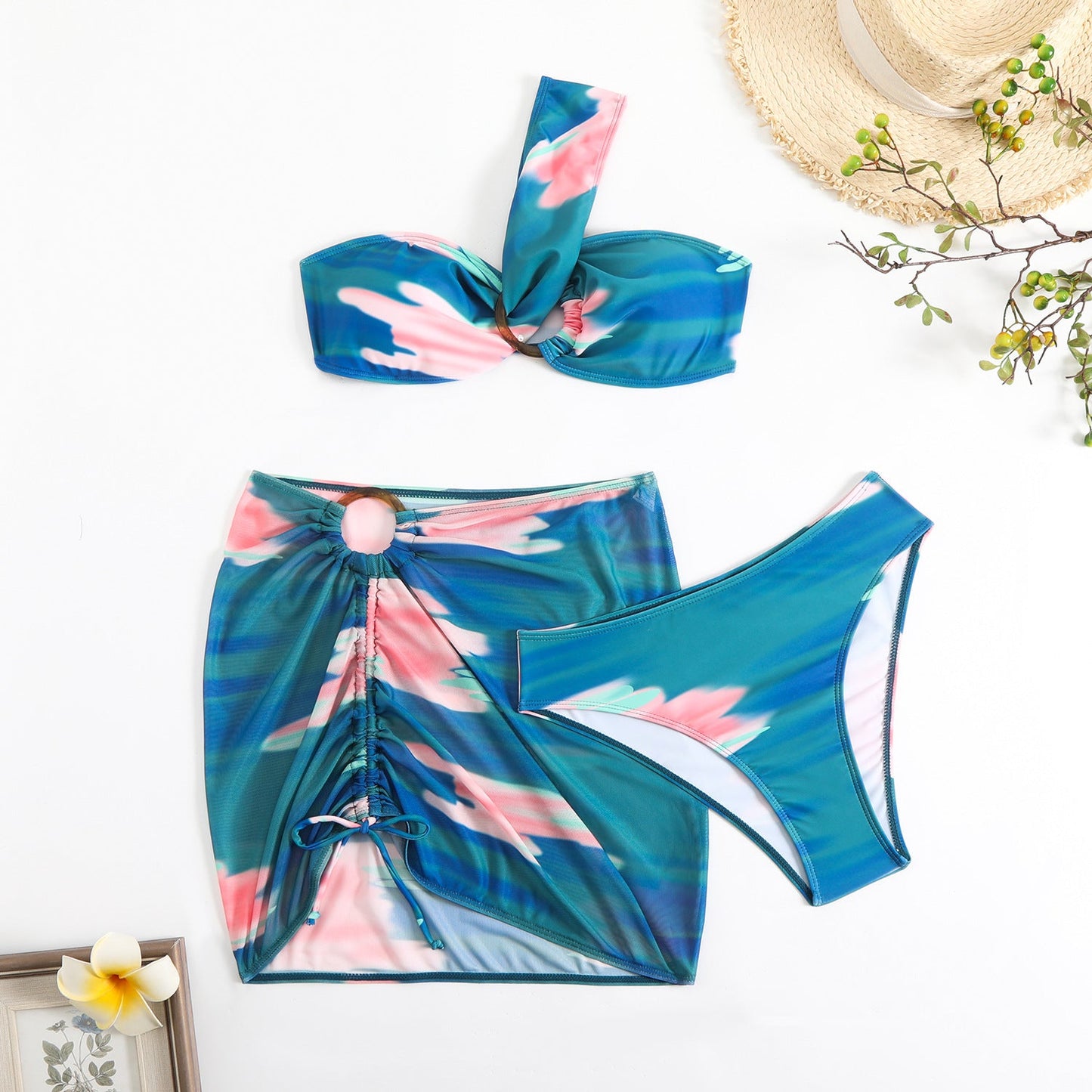 Ensemble de bikini Berg-feldt pour femme avec motif floral et devant torsadé