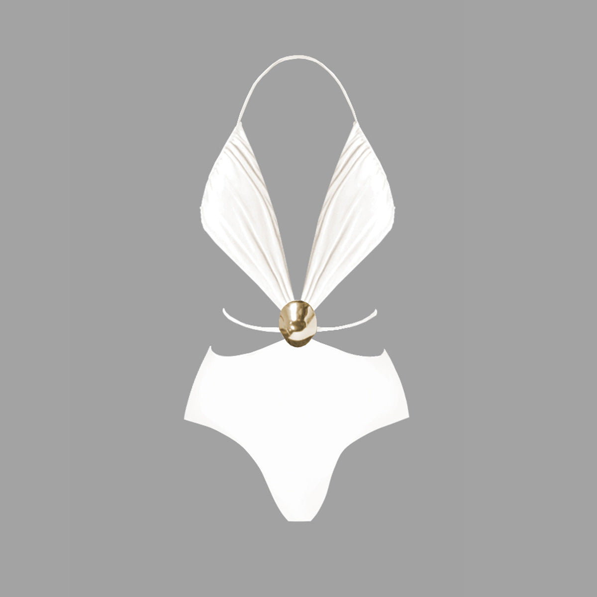 Eleganter Damen-Badeanzug mit Wickeldesign und goldenen Akzenten von berg-feldt