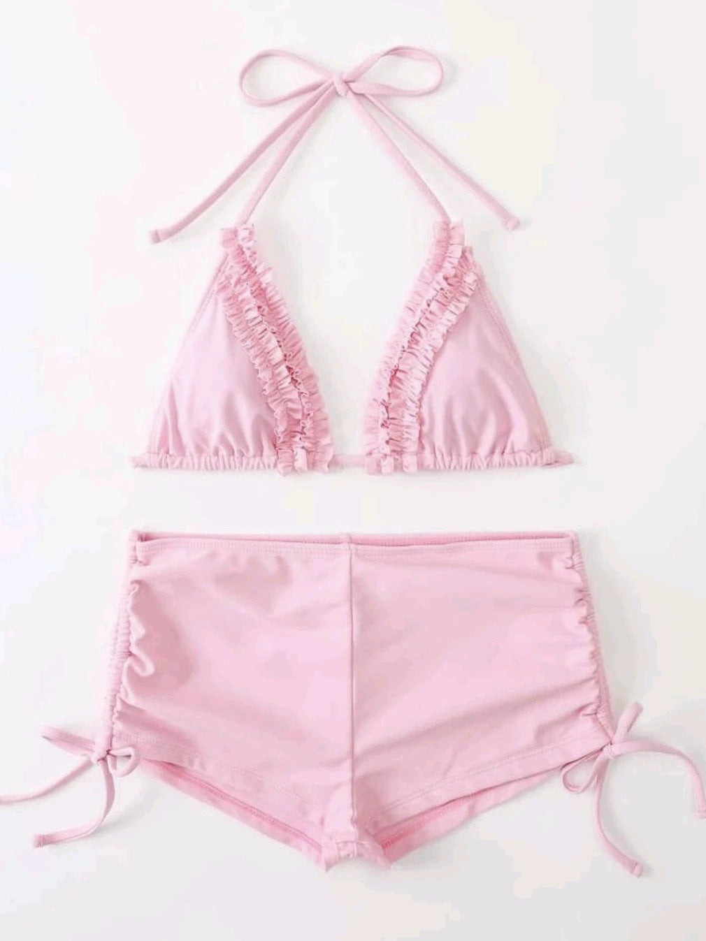 Ensemble de maillots de bain Berg-Feldt pour femme : Haut triangle à volants et short taille haute