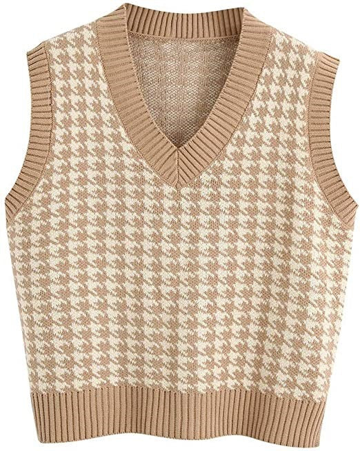 Gilet tricoté sans manches pour femme avec motif pied-de-poule moderne Berg-Feldt