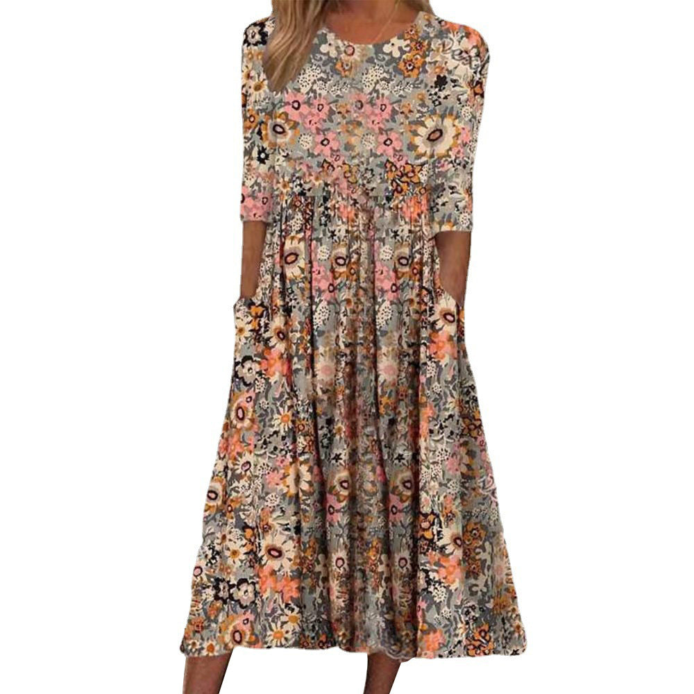 Robe midi à fleurs pour femme Berg-Feldt, coupe confortable