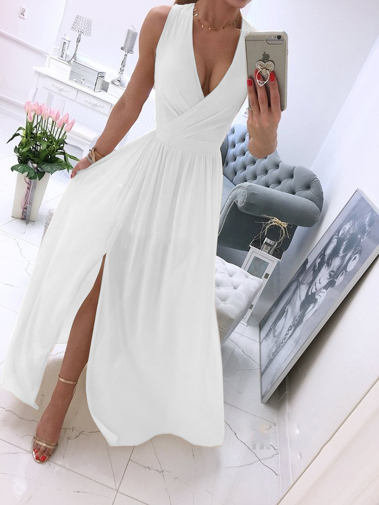 Robe longue cache-cœur fendue sur le côté Berg-Feldt pour femme