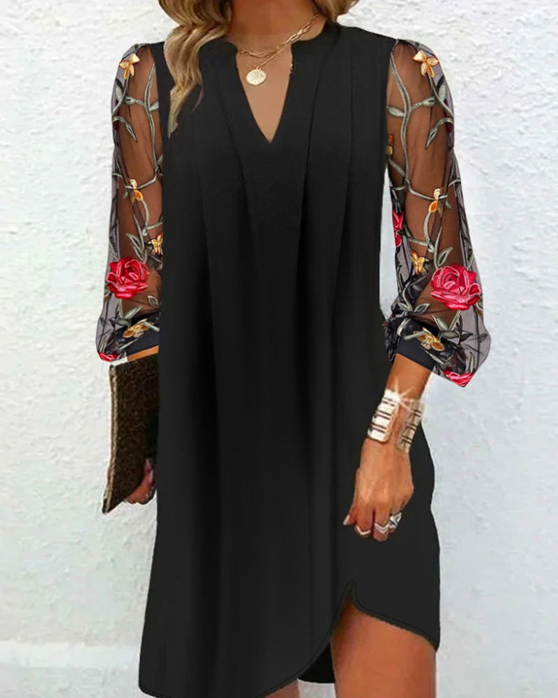 Robe femme Berg-Feldt à manches courtes, transparentes et brodées