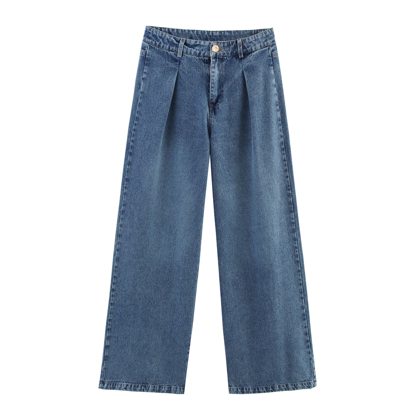 Berg-Feldt Damen High-Waist Wide-Leg Falten-Jeans