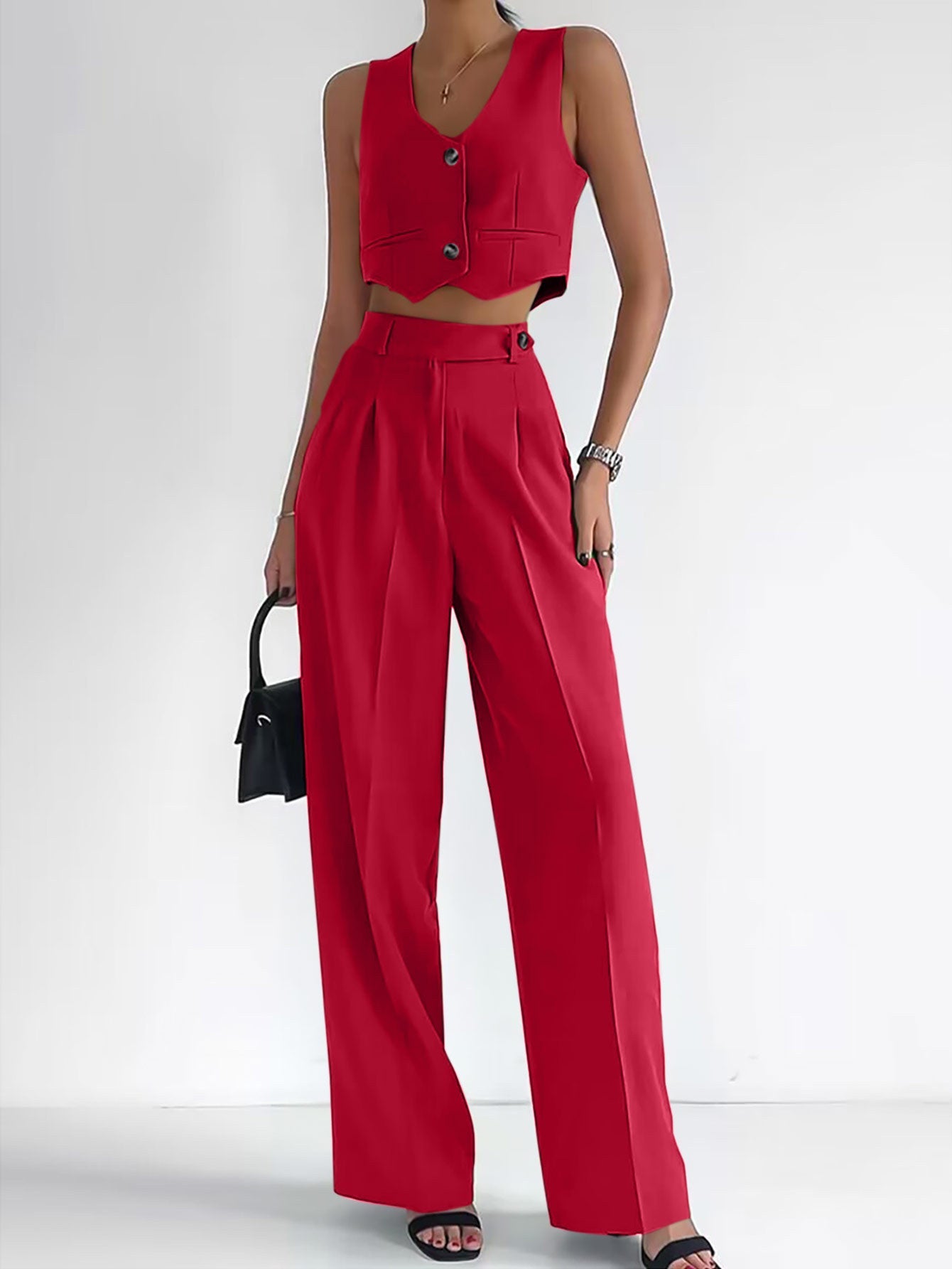 Ensemble deux pièces tendance pour femme avec haut sans manches et pantalon large Berg-Feldt