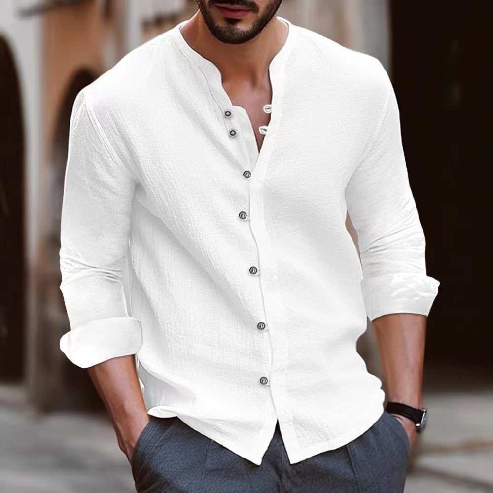 Chemise Henley à manches longues pour homme en coton léger avec détail boutonné tendance Berg-Feldt