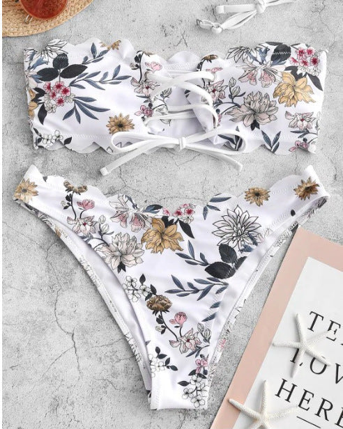 Ensemble bikini deux pièces à lacer et à motif floral Berg-feldt pour femme