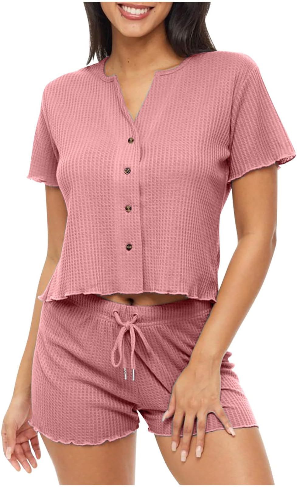 Ensemble de pyjama pour femme berg-feldt, confortable, à manches courtes et boutonné