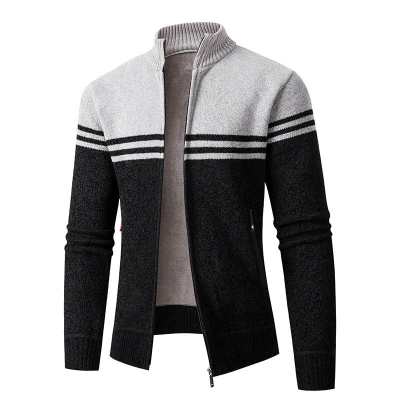Herren Strickjacke mit modernem Zipper und sportlichem Streifenmuster Berg-Feldt