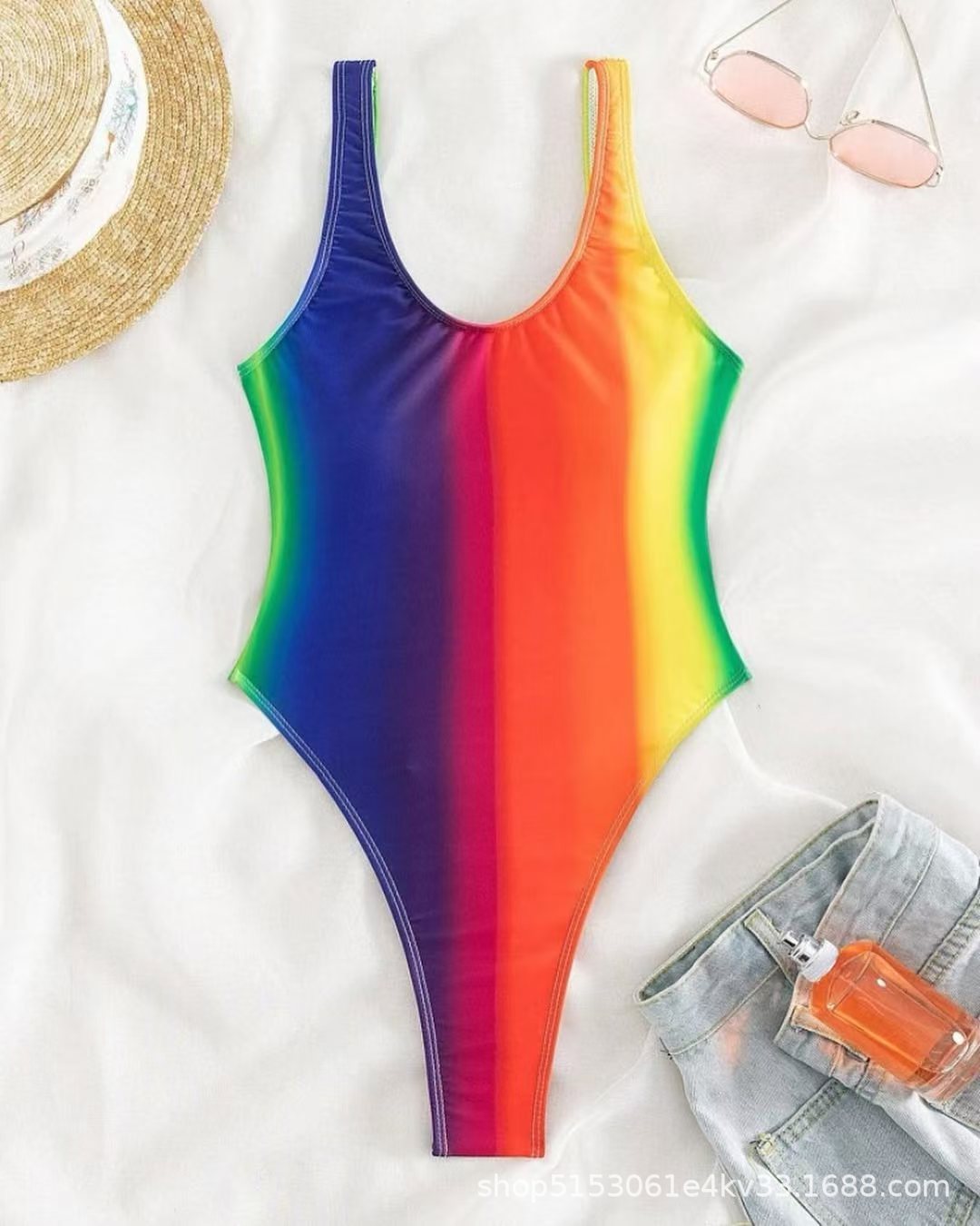 Frauen Badeanzug, einteilig, Sommer, farbenfrohes Farbverlauf-Design berg-feldt
