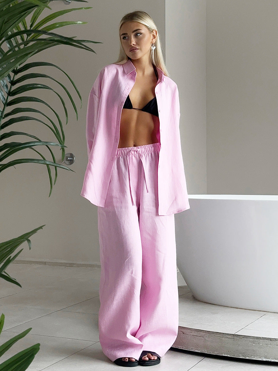 Ensemble décontracté en lin pour femme avec haut ample et pantalon Berg-Feldt
