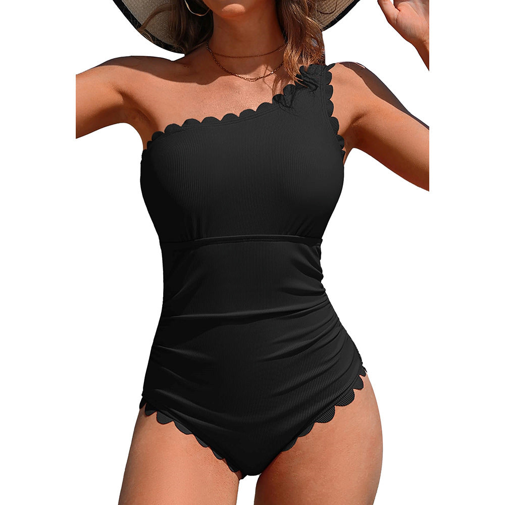 Maillot de bain femme Berg-Feldt à volants et décolleté asymétrique (une épaule)
