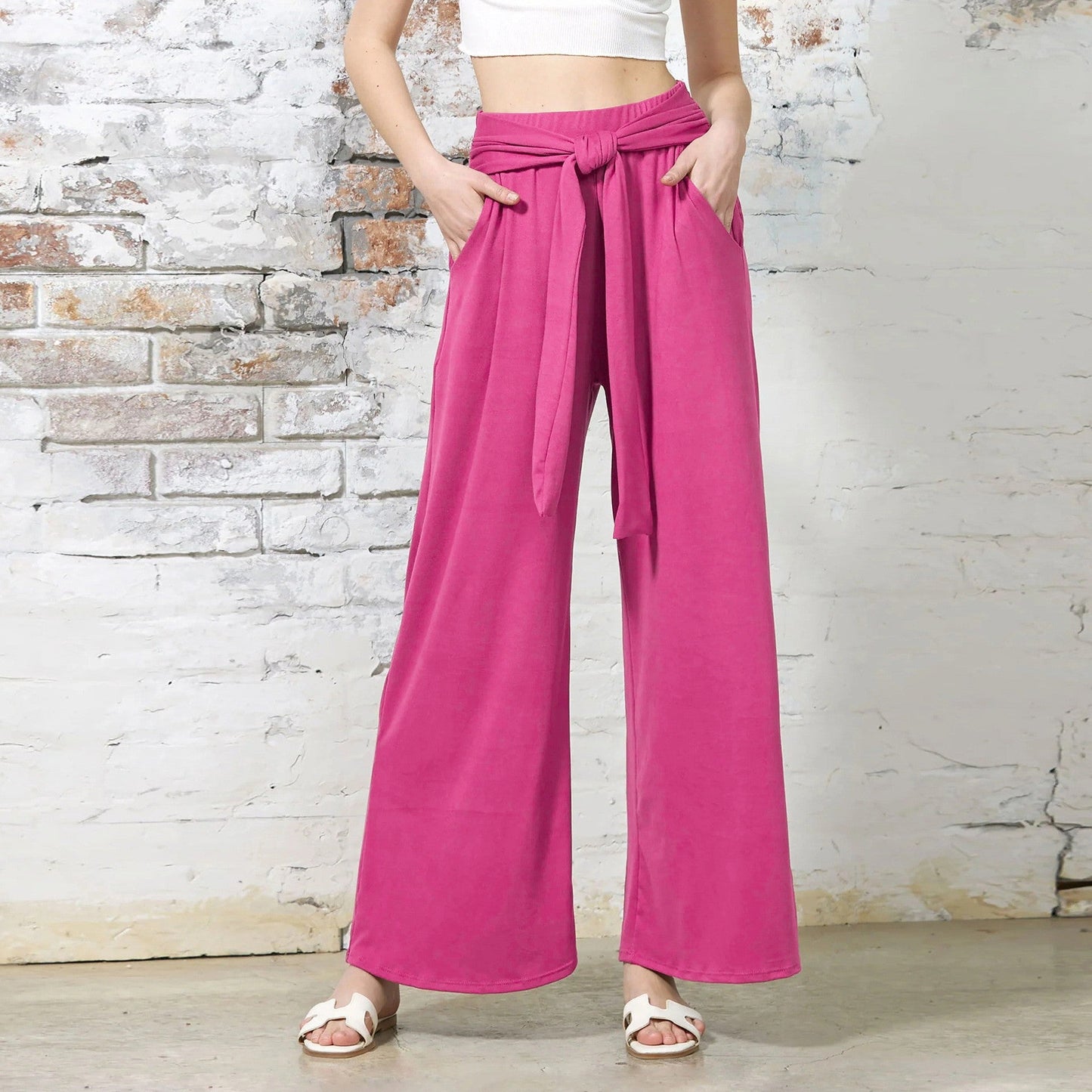 Pantalon palazzo élégant pour femmes avec ceinture large à nouer de berg-feldt