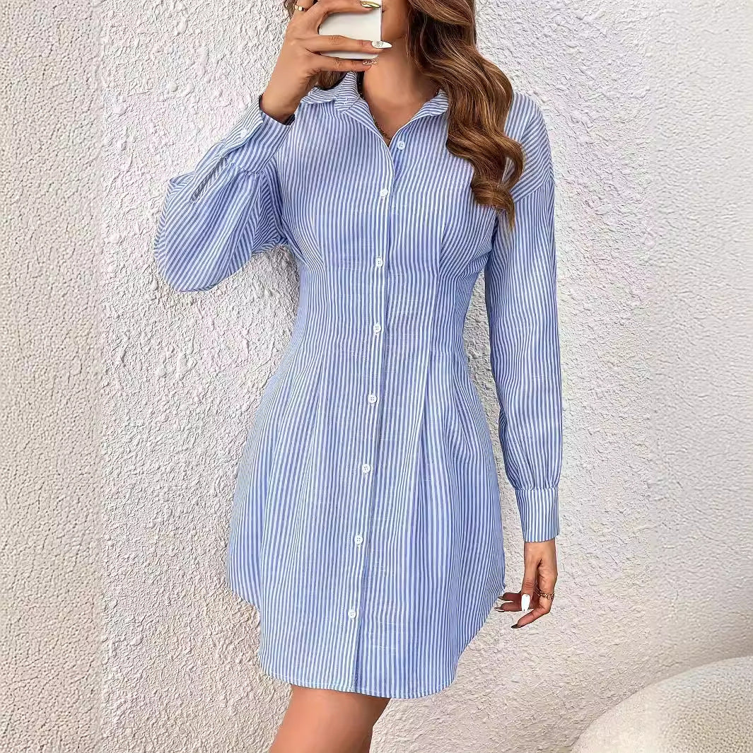 Robe chemisier femme cintrée à fines rayures de berg-feldt