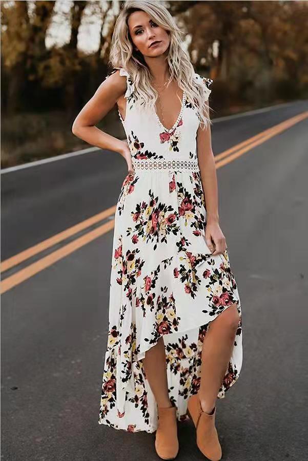 Robe longue asymétrique à motif floral Berg-Feldt pour femme